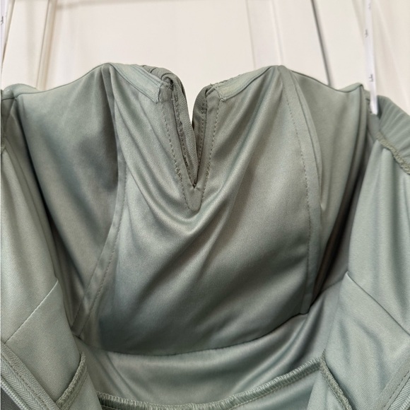 NWT Lulu’s Sage Brush Green Strapless Front Split Bridesmaid Prom Dress Medium - Picture 14 of 16